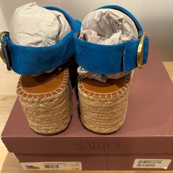 SARTO MARIANA BLUE SUEDE BUCKLE ESPADRILLE NO OFFERS - Picture 4 of 10